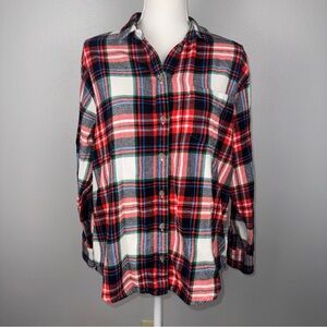 Old Navy Women’s Medium Red, Blue, Green Plaid Top Button Front Grunge‎ Outdoor